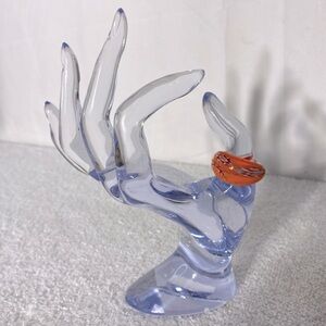 Vintage Art Glass Handmade Orange Red White Band Ring